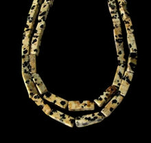 Load image into Gallery viewer, Spots Dalmatian Jasper Square Tube Bead Strand 109474