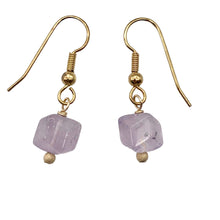 Load image into Gallery viewer, Faceted Cube Lilac Amethyst and 14k Gold Filled Earrings | 1 Inch Long |