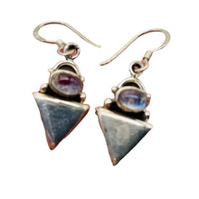 Load image into Gallery viewer, Labradorite & Triangle Sterling Silver Earrings! | 1 1/4" Long |