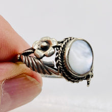 Load image into Gallery viewer, Mother of Pearl Sterling Silver Flower Leaf Ring | Size 8 | Silver | 1 Ring |