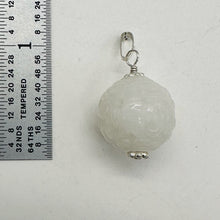 Load image into Gallery viewer, Jade Hand Carved Sterling Silver Pendant | White | 1" Long | 1 Pendant |