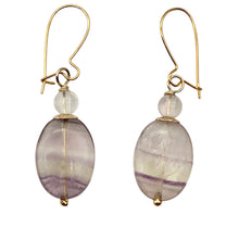 Load image into Gallery viewer, Enchanting Fluorite 15x10mm Bead Dangle 14K Gold Filled Earrings! | 1 1/2" Long|