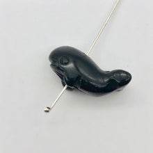 Load image into Gallery viewer, Carved Sea Animals 2 Obsidian Whale Beads | 21x12x10mm | Black