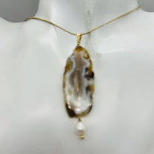 Load image into Gallery viewer, Druzy Agate Slice Designer 14kgf Pendant | 2 1/2" Long | Druzy Agate Crystal |