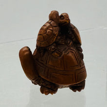 Load image into Gallery viewer, Terrific Carved Boxwood Turtle Mommie Ojime/Netsuke Bead | 24x22x18mm | Brown