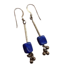 Load image into Gallery viewer, Spark Stardust Lapis Dangle Drop Silver Earrings 5697