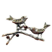 Load image into Gallery viewer, Song Birds Marcasite Sterling Silver Pin | 2" Long | Silver | 1 Sweater Pin |