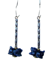 Load image into Gallery viewer, Hand Carved Sodalite Dog Puppy and 14Kgf Earrings 6142