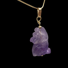 Load image into Gallery viewer, Amethyst Wolf Pendant Necklace | Semi Precious Stone Jewelry | 14k Pendant