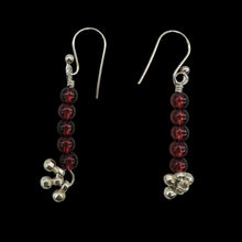 Load image into Gallery viewer, Champagne Garnet AAA 4mm Round Bead Dangle Earrings | 2" Long | Red |
