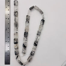 Load image into Gallery viewer, Tourmalinated Quartz Rectangular Bead Strand | 12x8x5mm| Clear White Black | 33|