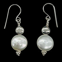 Load image into Gallery viewer, Creamy White Coin Fresh Water Pearl Earrings | 1 1/4" Long | White | 1 Pair |