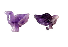 Load image into Gallery viewer, Lovely 2 Hand Carved Amethyst Dove Bird Beads | 18x18x7mm | Purple