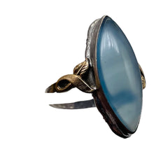 Load image into Gallery viewer, Clear Briolette Agate Sterling Silver 14K Gold Ring | Size 5 | Blue | 1 Ring |