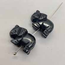 Load image into Gallery viewer, Wild 2 Hand Carved Hematite Elephant Beads | 22.5x21x10mm | Silver black