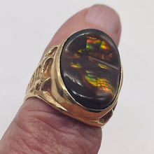 Load image into Gallery viewer, Fire Boulder Opal 14K Gold Ring | 25x15mm Stone | Size 7.75 | Red, Green, Gold |