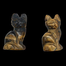 Load image into Gallery viewer, Adorable! 2 Tiger's Eye Sitting Carved Cat Beads | 21x12x10mm | Golden Brown