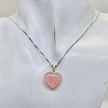 Load image into Gallery viewer, Rose Quartz Heart with Sterling Silver 18&quot; Box Necklace | 7/8&quot; Long | Pink |

