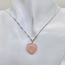 Load image into Gallery viewer, Rose Quartz Heart with Sterling Silver 18" Box Necklace | 7/8" Long | Pink |