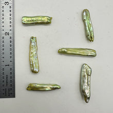 Load image into Gallery viewer, Fab Biwa Style Pistachio Green FW Pearls | 20x7x5mm to 34x7x5mm | 6 Pearls |