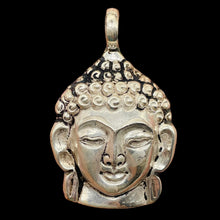 Load image into Gallery viewer, Buddha Head Sterling Silver Buddha Pendant Charm | 1 1/2" Long| Silver| 1 Charm|