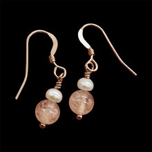 Load image into Gallery viewer, Morganite AA A Beads Rose Gold Earrings | 1" Long | 1 Pair |