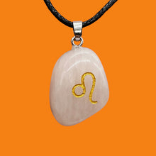 Load image into Gallery viewer, Zodiac Leo Rose Quartz Stone Oval Pendant| 1 1/2" Long | Pink| 1 Pendant |