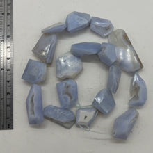 Load image into Gallery viewer, Drusy Blue Chalcedony 100g Quadrilateral Strand| 40x25 to 22x18mm | Blue, White
