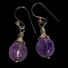 Load image into Gallery viewer, Faceted 10mm Amethyst and Sterling Earrings 309385