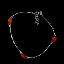 Load image into Gallery viewer, Carnelian Anklet or Bracelet Hand Made Sterling Silver Chain | 10" Length |