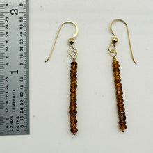 Load image into Gallery viewer, Sapphire Faceted Rondelle 14K Gold Filled Earrings| Pumpkin Orange| 1 1/2" Long|