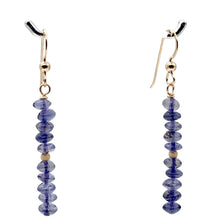 Load image into Gallery viewer, Vibrant Faceted Iolite Roundel Bead Dangling Earrings |Rose Gold | 1 3/4" Long |