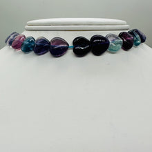 Load image into Gallery viewer, Fluorite Strand Round Heart Beads | 15.5" Long | Blue. Purple. Pink | 35 Beads |