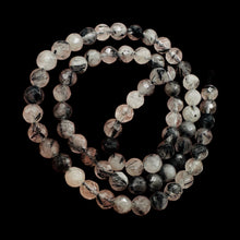 Load image into Gallery viewer, Shine! Natural Untreated Tourmalated Quartz Faceted Round Bead Strand | 6 mm |