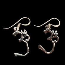 Load image into Gallery viewer, Om Symbol Sterling Silver Earrings | 1 1/4" Long | Silver | 1 Pair |