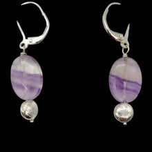Load image into Gallery viewer, Enchanting Fluorite 15x10mm Bead Dangle Silver Earrings! | 1 1/2" Long |