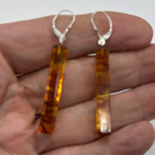 Load image into Gallery viewer, Amber Rectangle Dangle Sterling Silver Earrings | 2" Long | Amber | 1 Pair |