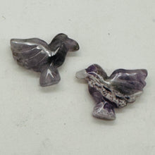 Load image into Gallery viewer, Lovely 2 Hand Carved Amethyst Dove Bird Beads | 18x18x7mm | Purple