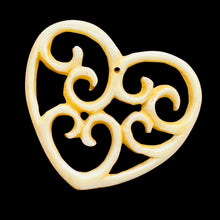 Load image into Gallery viewer, Delicate Carved Waterbuffalo Bone Heart Bead 10743