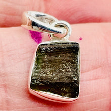 Load image into Gallery viewer, Moldavite 9.45ct Sterling Silver Square Pendant | 3/4" Long | Green | 1 Pendant|