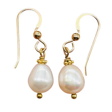 Load image into Gallery viewer, Gorgeous Natural Oval Pearl 14K Gold Filled Earrings | 10xmm Pearl | 1" Long |