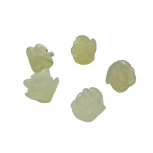 Load image into Gallery viewer, 5 Elegant Carved Green Jade Rose Flower Button Beads 10784B | 10x11mm | Light Green