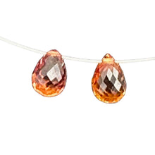 Load image into Gallery viewer, Sapphire, Faceted Padparadscha .88ct Briolette Pendant Bead | 6x4mm| Orange| 1 |