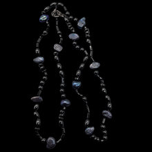 Load image into Gallery viewer, Hematite and Peacock Freshwater Pearl Sterling Silver 22 inches Necklace 200020