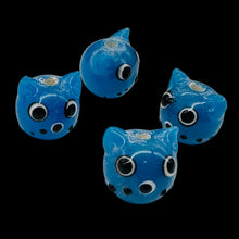 Load image into Gallery viewer, Kitty Cat Ceramic Round Beads | 15mm | Egyptian Blue | 4 Beads |