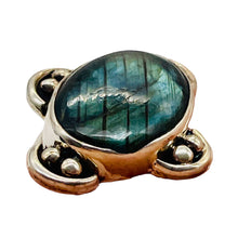 Load image into Gallery viewer, Labradorite Sterling Silver Oval Gemstone Ring | Size 5 | Blue Green | 1 Ring |