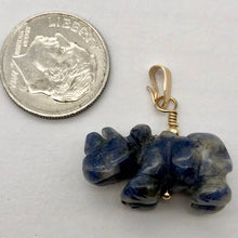 Load image into Gallery viewer, Sodalite Rhinoceros Pendant Necklace|Semi Precious Stone Jewelry|14k Pendant