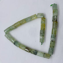 Load image into Gallery viewer, Tourmalated Prehnite Tube Bead Strand | 16x11mm | Green Black | 26 Beads |
