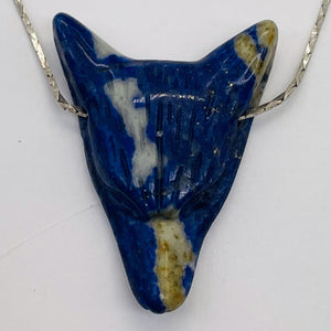 Sodalite Carving Wolf Head Pendant Bead | 40x30x10mm | Blue White | 1 Bead |