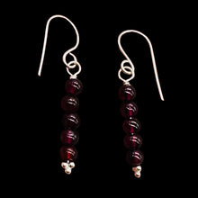 Load image into Gallery viewer, Rhodolite Garnet Sterling Silver Drop Earrings | 1 1/4 inches long |